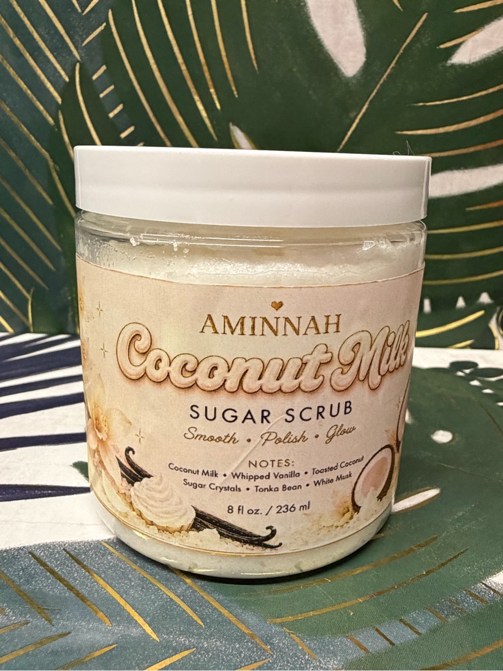 Aminnah Coconut Milk Sugar Scrub 8 oz Limited Release Vanilla Coconut NIB